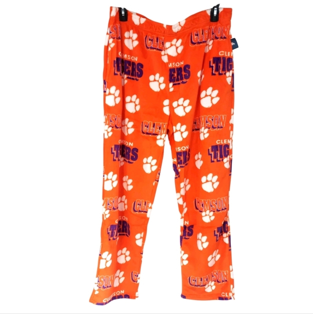 Clemson Tigers Pants Size XL Orange Fleece Sleepwear Drawstring Slash Pockets